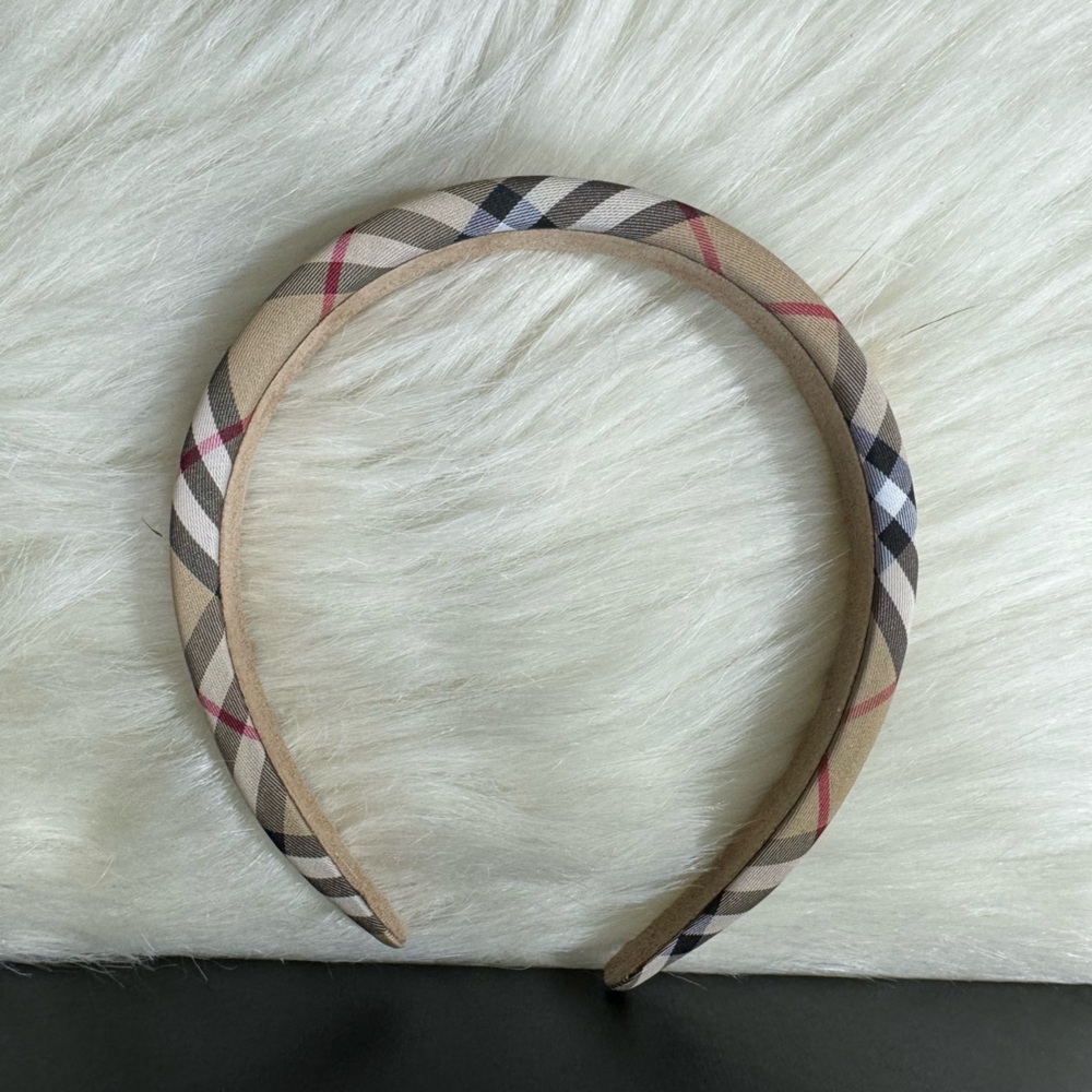 Preppy Plaid Beige Alice BB Headband Soft - Picture 4 of 4